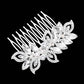 Silver Pearl Marquise Stone Accented Leaf Hair Comb. Perfect for adding just the right amount of shimmer & shine, will add a touch of class, beauty and style to your wedding, prom, special events, embellished pearl stone to keep your hair sparkling all day & all night long. The elegant design will enhance your beauty, attracting everyone's attention and transforming you into a bright star to wear with this hair comb.