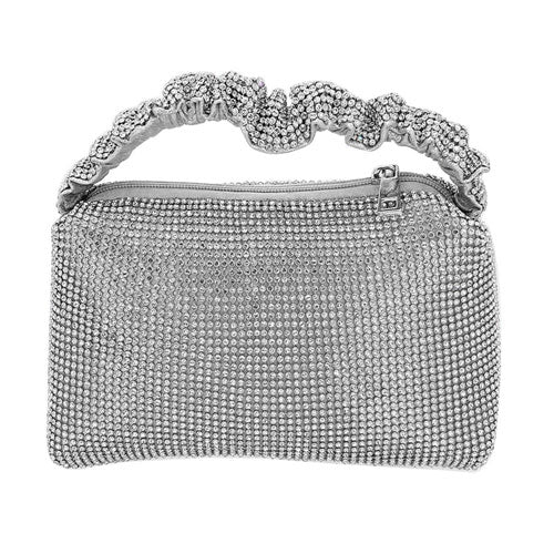 Silver Pleated Handle Detailed Bling Rectangle Evening Tote Bag. This high quality Tote Bag is both unique and stylish. perfect for money, credit cards, keys or coins and many more things, light and gorgeous. perfectly lightweight to carry around all day. Look like the ultimate fashionista carrying this trendy Rectangle Evening Tote Bag!
