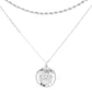 Silver Rhinestone Embellished Evil Eye Charm Round Pendant Layered Necklaces; when someone eyes your good fortune with jealousy or gluttony, the evil eye necklace is a known symbol to protect & ward off negative energy. Great gift: Vacation, Birthday, Anniversary, Christmas, Just Because, Valentine's, Mother's day, Easter