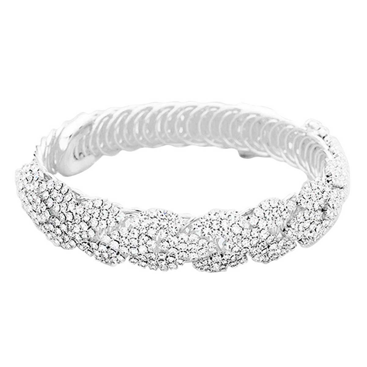 Silver Rhinestone Pave Marquise Evening Bracelet, put on a pop of color to complete your ensemble. Beautifully crafted design adds a gorgeous glow to any outfit. Perfect for adding just the right amount of shimmer & shine. Perfect for Birthday Gift, Anniversary Gift, Mother's Day Gift, Graduation Gift.