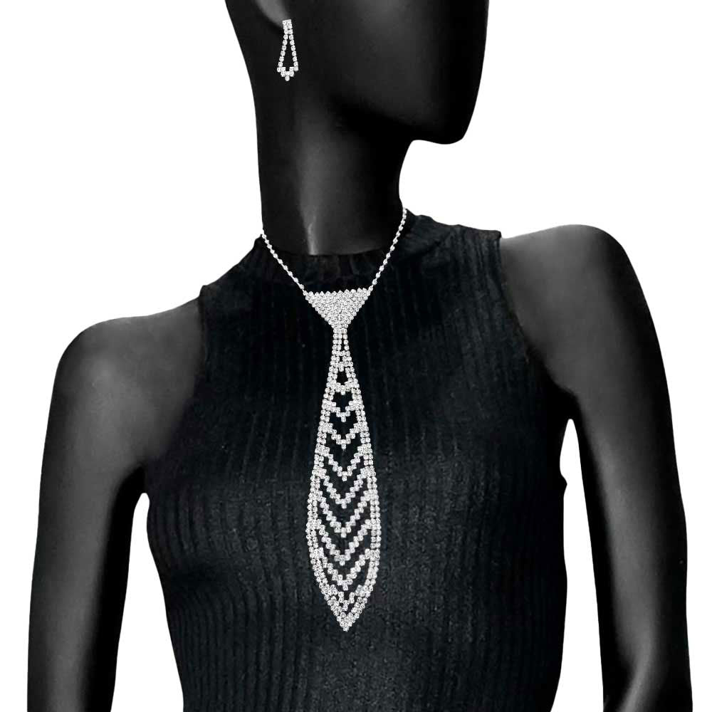 Silver Get ready with these necktie necklace, put on a pop of shine to complete your ensemble. Perfect for adding just the right amount of glamour and sophistication to important occasions. These classy rhinestone necktie necklaces are perfect for Party, Wedding and Evening. Awesome gift for birthday, Anniversary, Valentine‚Äôs Day or any special occasion.