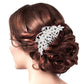 Silver Round Stone Accented Rhinestone Wedding Bridal Hair Comb. Perfect for adding just the right amount of shimmer & shine, will add a touch of class, beauty and style to your wedding, prom, special events, embellished glass crystal to keep your hair sparkling all day & all night long.