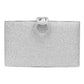 Shimmery Evening Clutch Crossbody Bag - Silver - Evening Bags