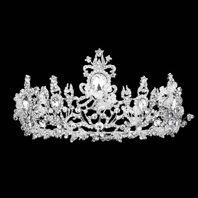Silver Teardrop Stone Accented Princess Tiara. Elegant and sparkling, this tiara features stones and an artistic design. Makes You More Eye-catching in the Crowd. Suitable for Wedding, Engagement, Prom, Dinner Party, Birthday Party, Any Occasion You Want to Be More Charming.. Perfect for adding just the right amount of shimmer & shine, will add a touch of class, beauty and style to your special events, embellished stone to keep your hair sparkling all day & all night long.