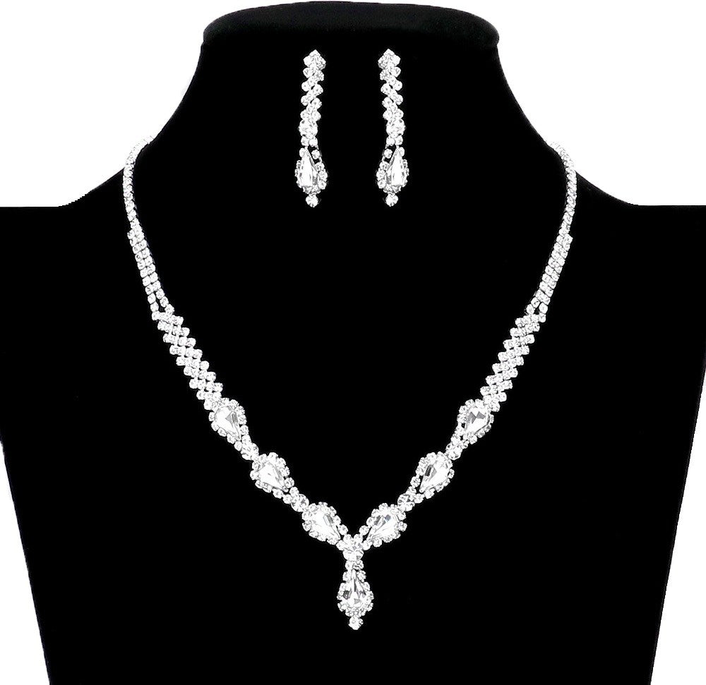 Teardrop Stone Accented Rhinestone Necklace