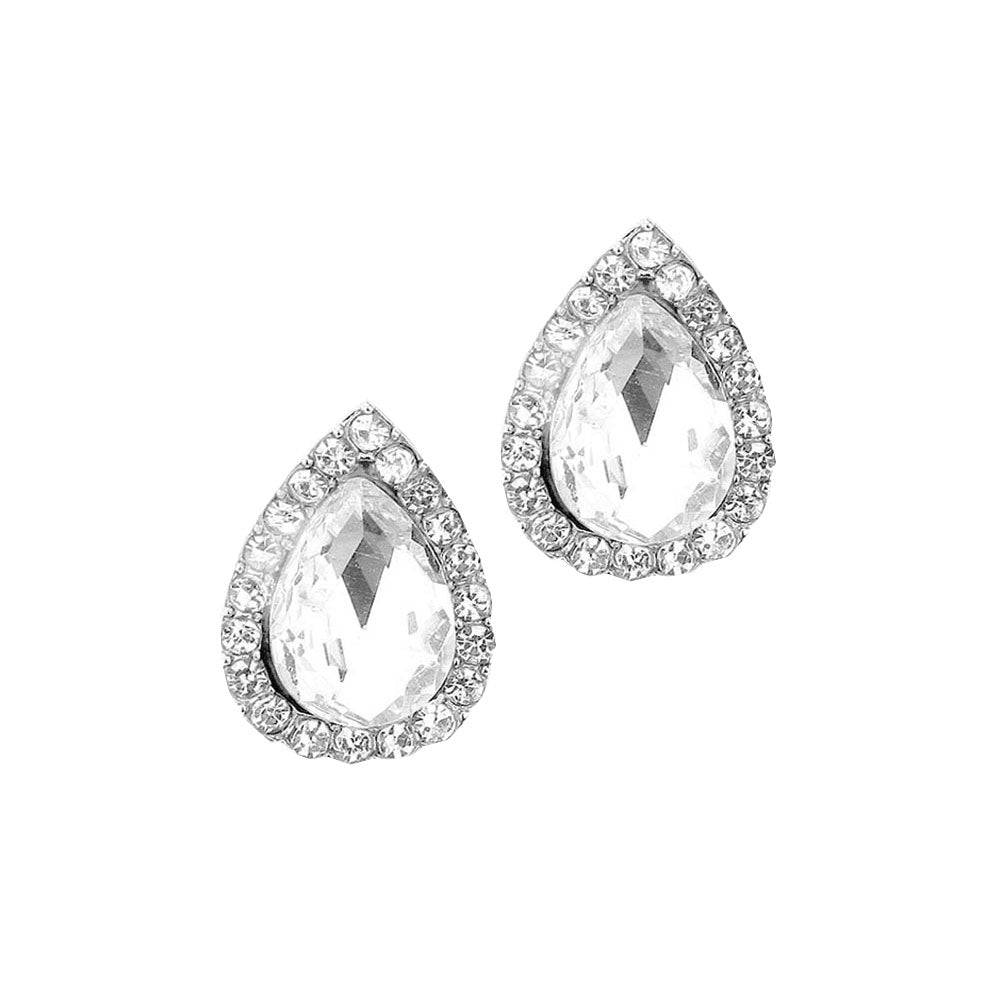 Silver Teardrop Stone Evening Stud Earrings, put on a pop of color to complete your ensemble. Perfect for adding just the right amount of shimmer & shine and a touch of class to special events. Perfect Birthday Gift, Anniversary Gift, Mother's Day Gift, Graduation Gift
