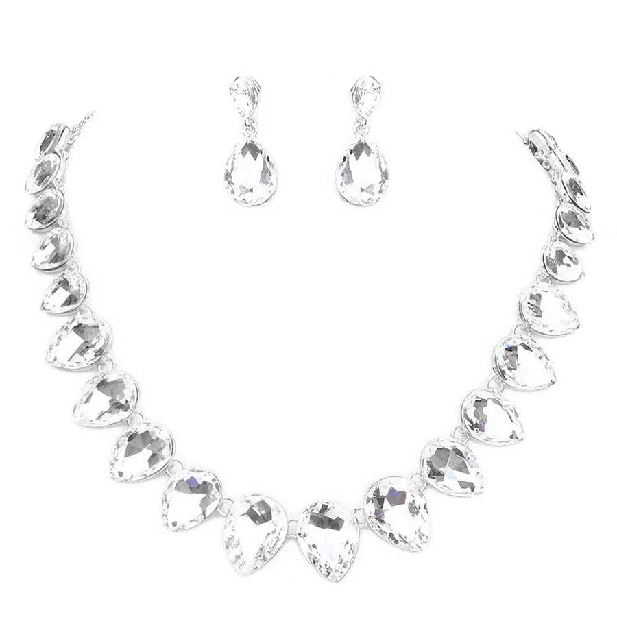  Silver Teardrop Stone Link Evening Necklace. Wear together or separate according to your event, versatile enough for wearing straight through the week, perfectly lightweight for all-day wear, coordinate with any ensemble from business casual to everyday wear, the perfect addition to every outfit.