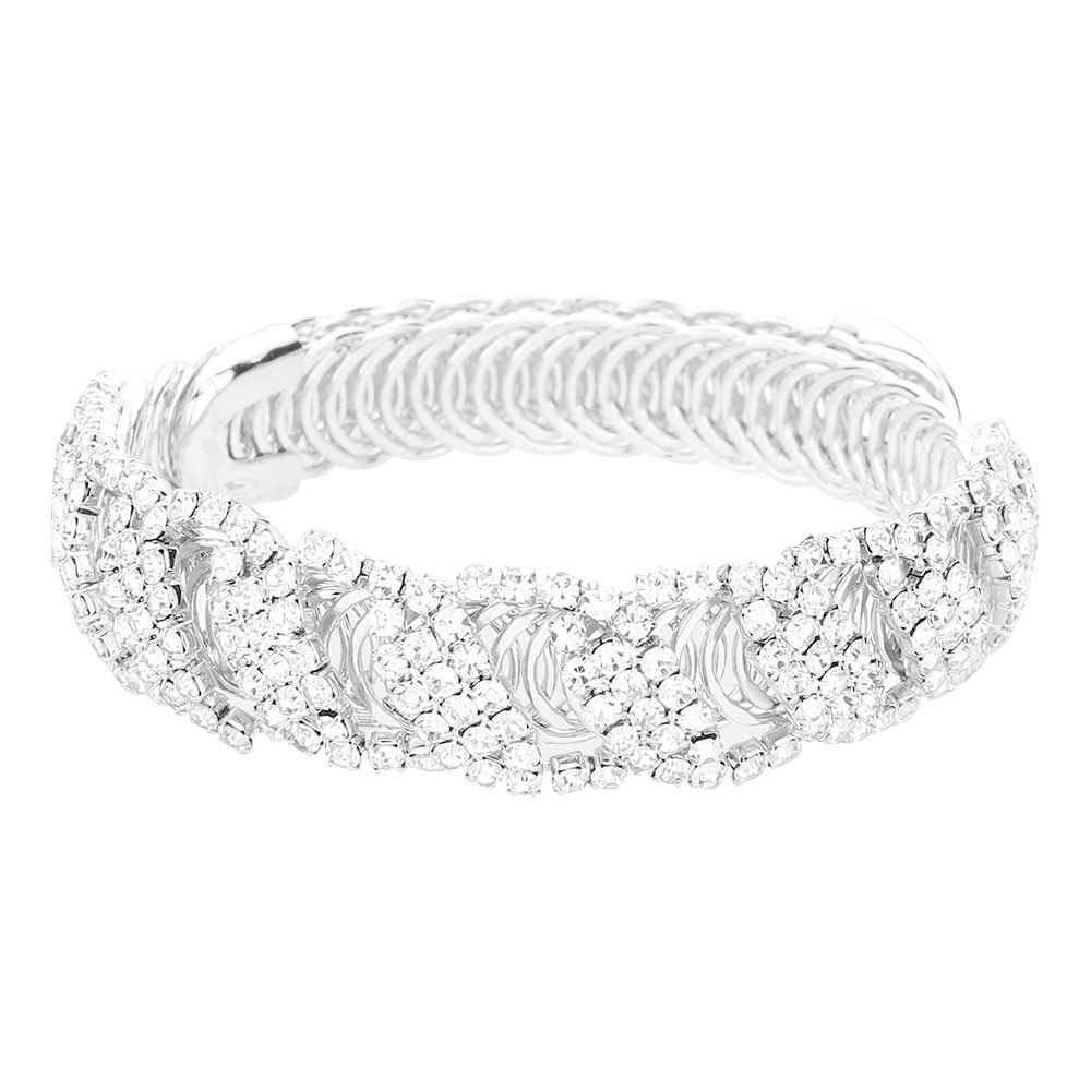 Silver Trendy CZ Stone Pave Evening Bracelet. These gorgeous stone pieces will show your class in any special occasion. The elegance of these stone goes unmatched, great for wearing at a party! Perfect jewelry to enhance your look. Awesome gift for birthday, Anniversary, Valentine’s Day or any special occasion.