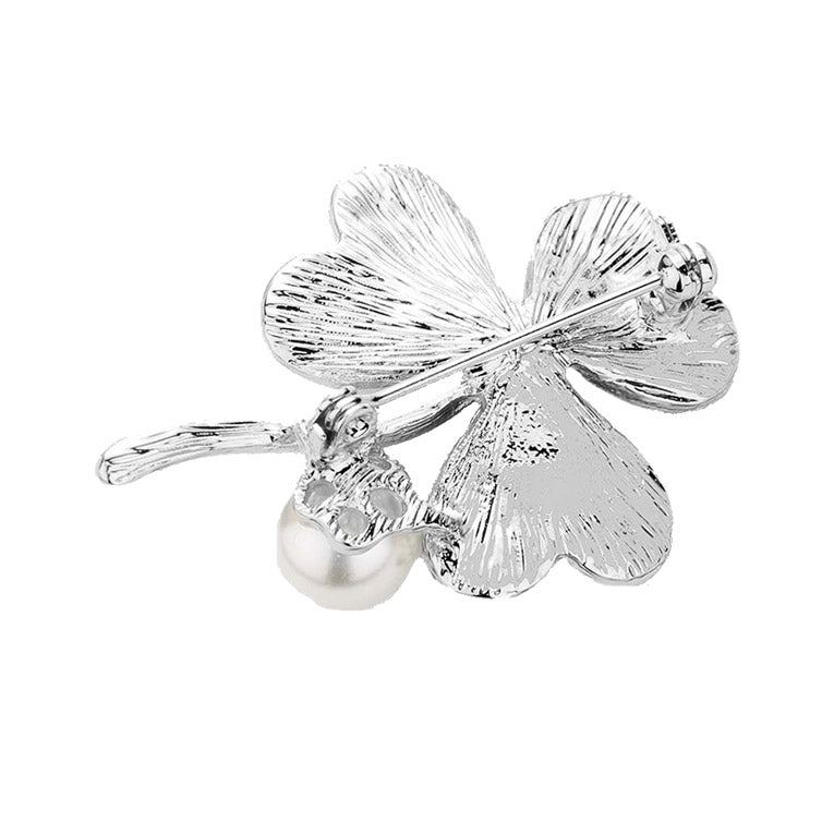 Silver St Patrick's Day Clover Pearl Pin Brooch Green Clover Brooch Pin, perfect to accent your love for the Irish. The luck of the Irish will be with this year, these cute shamrock are the perfect accessory to finish off any festive look. Show your Irish pride, spread some Paddy magic, good luck, good cheer, Irish magic