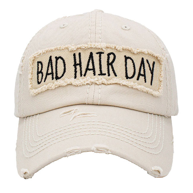 Stone Distressed Bad Hair Day Baseball Cap, cool vintage cap turns your bad hair day into a good day. Faded color, embroidered patch and contrast stitching cap with fun statement will be your favorite. Birthday Gift, Mother's Day Gift, Anniversary Gift, Thank you Gift, Regalo Cumpleanos, Regalo Dia de la Madre, Sports Day 