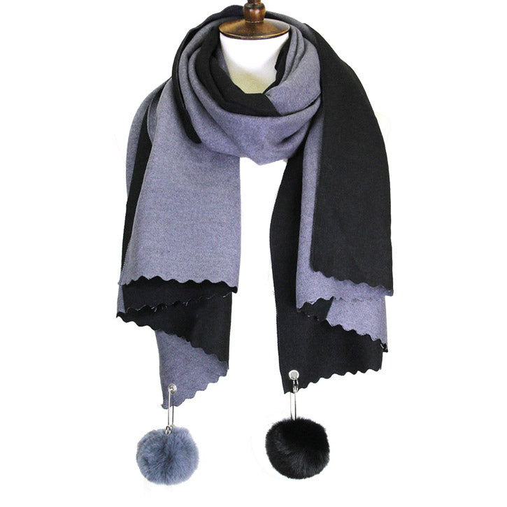 Soft Cashmere Feel Two Side Pom Pom Scarf Warm Reversible Pom Pom Scarf accent your look with this soft, highly versatile wrap, can wear be worn as a scarf or a shawl. Classic delicate look pairs well with your ensemble, keeps you warm & toasty. Perfect Gift Birthday, Christmas, Anniversary, Holiday, Valentine's day