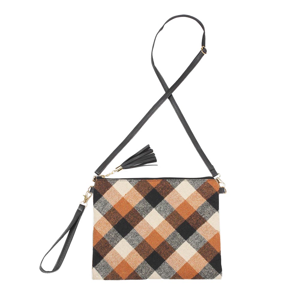 Tan Plaid Check Crossbody Clutch Bag, extends your fashion and confidence. These trendy and colorful bags come with adjustable and detachable hand straps to enhance your comfortability. Different colors give you the choice to take your own. It's lightweight and easy to carry. A perfect gift for birthdays, holidays, Christmas, New year, etc.