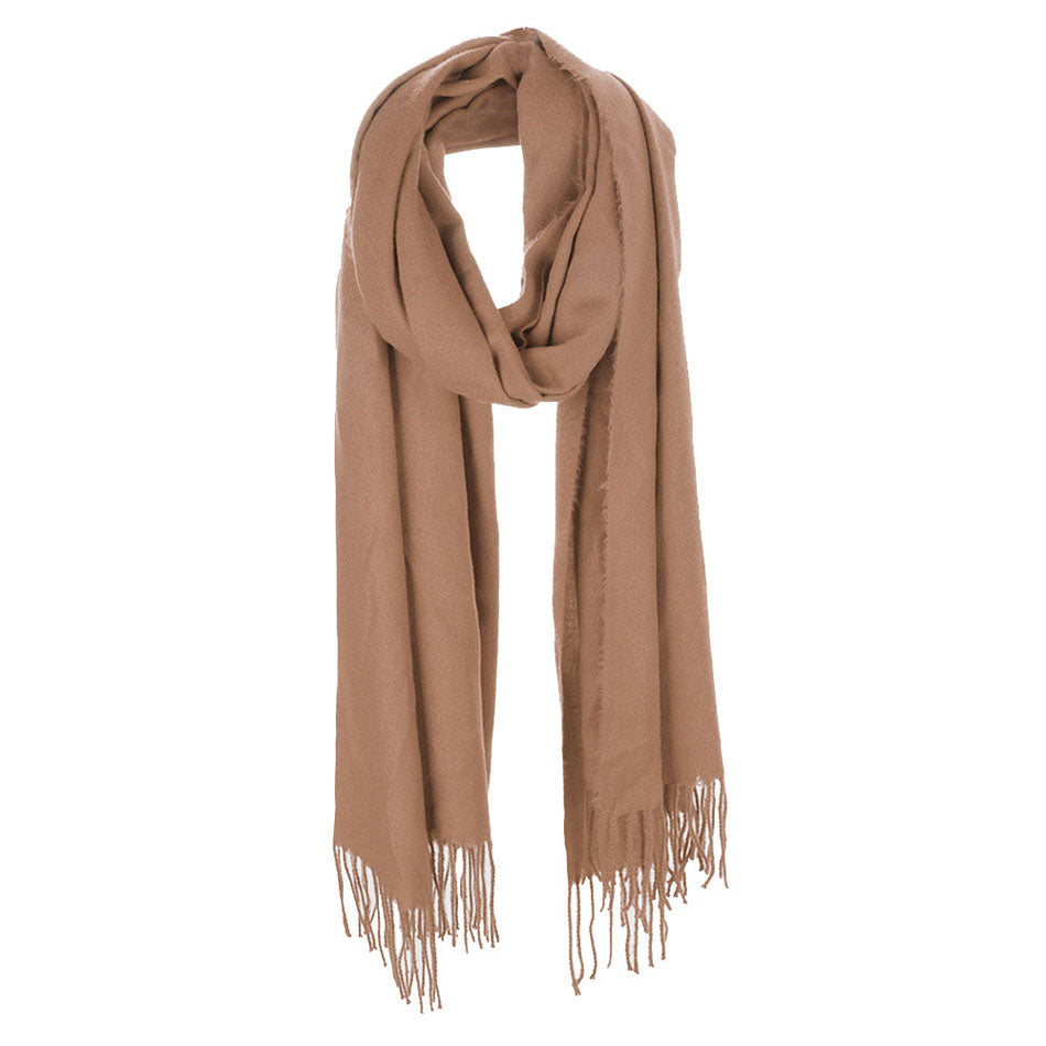 Tan Solid Tassel Oblong Scarf, Accent your look with this soft, highly versatile scarf. Great for daily wear in the cold winter to protect you against chill, classic infinity-style scarf & amps up the glamour with plush material that feels amazing snuggled up against your cheeks.