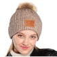 Double Braided Knit Faux Fur Pom Beanie
