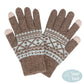 Taupe Knit Aztec Smart Gloves, ensure you keep warm and toasty in a fashionable way in winter and on cold days. Perfect to complete your trendy outfit. It's perfect to use your electronic devices and touchscreens with ease while keeping your fingers covered, and swiping away! A pair of these gloves are a cool gift this winter for your family, friends, anyone you love, and even yourself. Enjoy the winter in a cool way!