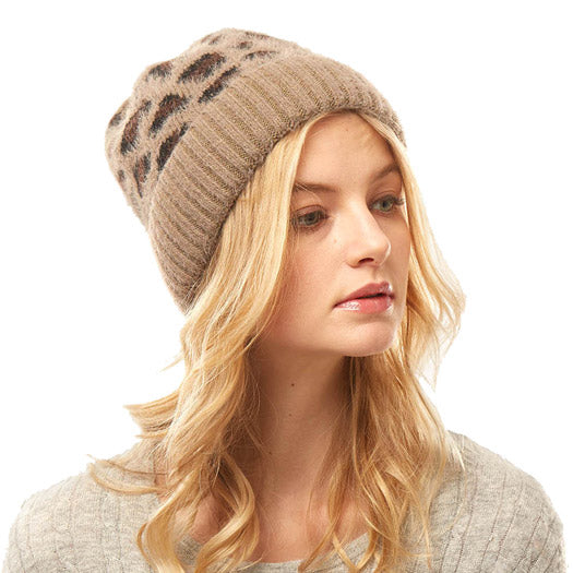 Taupe Leopard Pattern Hat Brown Leopard Beanie Hat Leopard Winter Hat grab this toasty hat to keep you incredibly warm when running out the door. Accessorize with this cat ear hat, it's the autumnal touch finish your outfit. Best Gift Birthday, Christmas, Anniversary, Valentine's Day, Wife, Mom, Sister