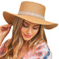 Taupe Tribal Band Panama Sun Hat. Keep your styles on even when you are relaxing at the pool or playing at the beach. Large, comfortable, and perfect for keeping the sun off of your face, neck, and shoulders Perfect summer, beach accessory. Ideal for travelers who are on vacation or just spending some time in the great outdoors.