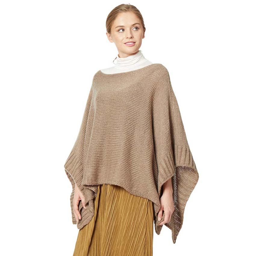 Taupe Yarn Knitted Poncho, is luxurious and trendy that embellishes your beauty to a greater extent. It's a super soft chic capelet that keeps you warm, toasty and so comfortable in cold days and winter. You can throw it on over so many pieces elevating any casual outfit! Perfect Gift for Wife, Mom, Birthday, Holiday, Christmas, Anniversary, Fun Night Out. Stay luxurious and comfortable!