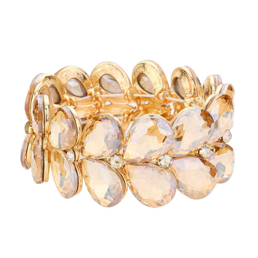 Topaz Teardrop Stone Embellished Evening Bracelet, These gorgeous stone pieces will show your class in any special occasion. eye-catching sparkle, sophisticated look you have been craving for! Fabulous fashion and sleek style adds a pop of pretty color to your attire, coordinate with any ensemble from business casual to everyday wear. Awesome gift for birthday, Anniversary, Valentine’s Day or any special occasion.