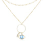 Turquoise Open Metal Circle Hamsa Hand Evil Eye Link Pendant Double Layered Necklace, Get ready with these Pendant Double Layered, put on a pop of color to complete your ensemble. Perfect for adding just the right amount of shimmer & shine . Perfect Birthday Gift, Anniversary Gift, Mother's Day Gift, Graduation Gift.