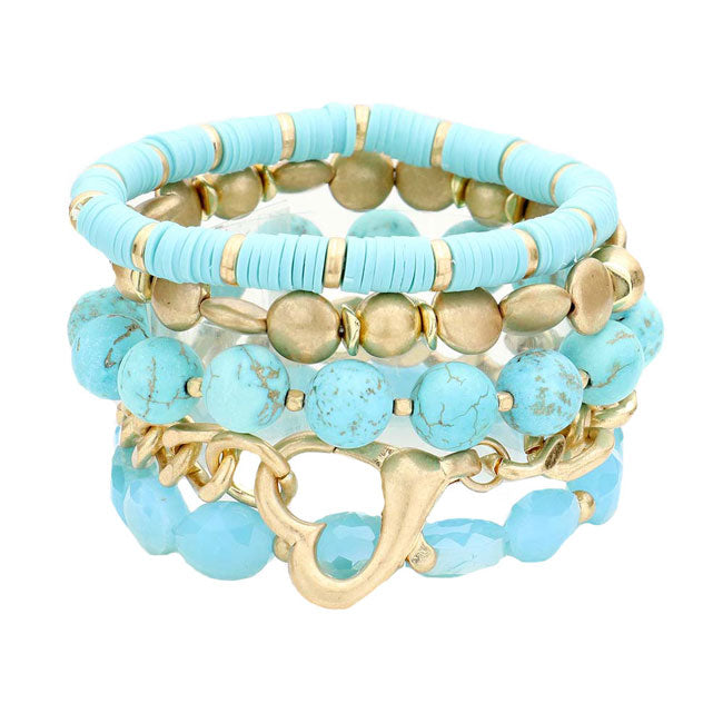 Turquoise Metal Heart Heishi Natural Stone Stretch Bracelets. Beautifully crafted design adds a gorgeous glow to any outfit. Jewelry that fits your lifestyle! Perfect Birthday Gift, Valentine's Gift, Anniversary Gift, Mother's Day Gift, Anniversary Gift, Graduation Gift, Prom Jewelry, Just Because Gift, Thank you Gift.