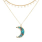 Turquoise Metal Star Station Druzy Crescent Moon Pendant Double Layered Necklace. Beautifully crafted design adds a gorgeous glow to any outfit. Jewelry that fits your lifestyle! Perfect Birthday Gift, Anniversary Gift, Mother's Day Gift, Anniversary Gift, Graduation Gift, Prom Jewelry, Just Because Gift, Thank you Gift.