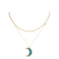 Turquoise Metal Star Station Druzy Crescent Moon Pendant Double Layered Necklace. Beautifully crafted design adds a gorgeous glow to any outfit. Jewelry that fits your lifestyle! Perfect Birthday Gift, Anniversary Gift, Mother's Day Gift, Anniversary Gift, Graduation Gift, Prom Jewelry, Just Because Gift, Thank you Gift.