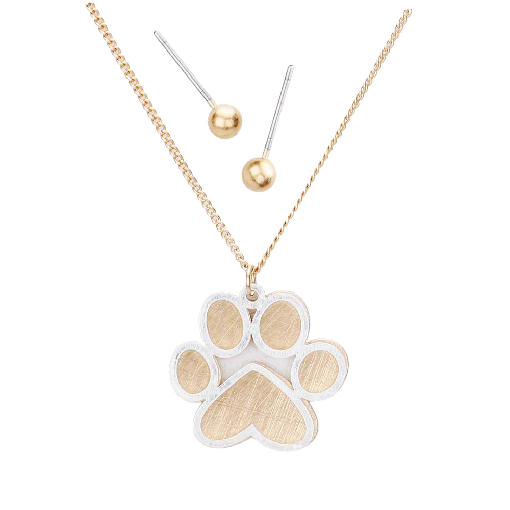 Two Tone Two Tone Brass Metal Paw Pendant Necklace, is an awesome jewelry set that attracts anyone's attention at a glance. It includes beautiful metal dog bone and paw that enriches its beauty and uniqueness to a greater extent. Put on a pop of color to complete your ensemble in a gorgeous way. Absolutely a beautiful gift for your friends, family, and the persons you love and care about the most. Stay unique yet beautiful!