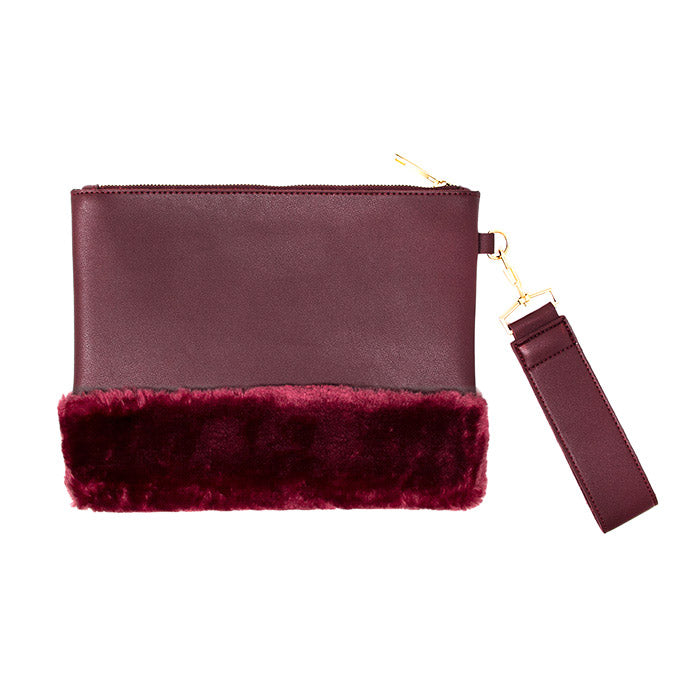 Vegan Faux Fur Trim Clutch Wristlet Bag Vegan Clutch Faux Fur Trim Wristlet Bag Evening Bag, Trendy evening bag will hold all your items. Easy to carry, slip your hand on back strap for extra security Perfect Gift Birthday, Christmas, Anniversary, Valentine's Day, Loved One, Special Occasion, Wedding, Prom, Graduation 