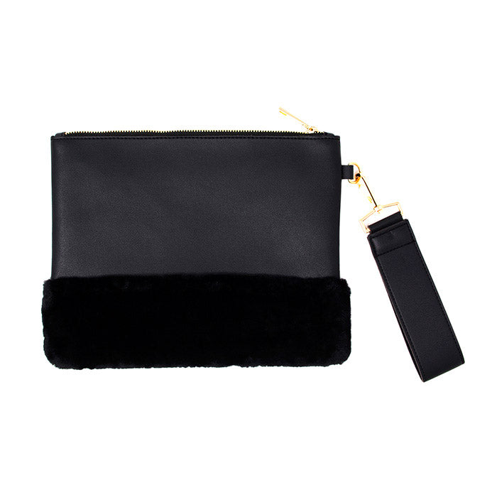 Vegan Faux Fur Trim Clutch Wristlet Bag Vegan Clutch Faux Fur Trim Wristlet Bag Evening Bag, Trendy evening bag will hold all your items. Easy to carry, slip your hand on back strap for extra security Perfect Gift Birthday, Christmas, Anniversary, Valentine's Day, Loved One, Special Occasion, Wedding, Prom, Graduation 