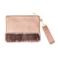 Vegan Faux Fur Trim Clutch Wristlet Bag Vegan Clutch Faux Fur Trim Wristlet Bag Evening Bag, Trendy evening bag will hold all your items. Easy to carry, slip your hand on back strap for extra security Perfect Gift Birthday, Christmas, Anniversary, Valentine's Day, Loved One, Special Occasion, Wedding, Prom, Graduation 