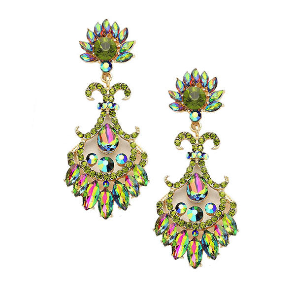 Vitrail Glass Crystal Flame Statement Evening Earrings, put on a pop of color to complete your ensemble. Perfect for adding just the right amount of shimmer & shine and a touch of class to special events. Perfect Birthday Gift, Anniversary Gift, Mother's Day Gift, Graduation Gift.