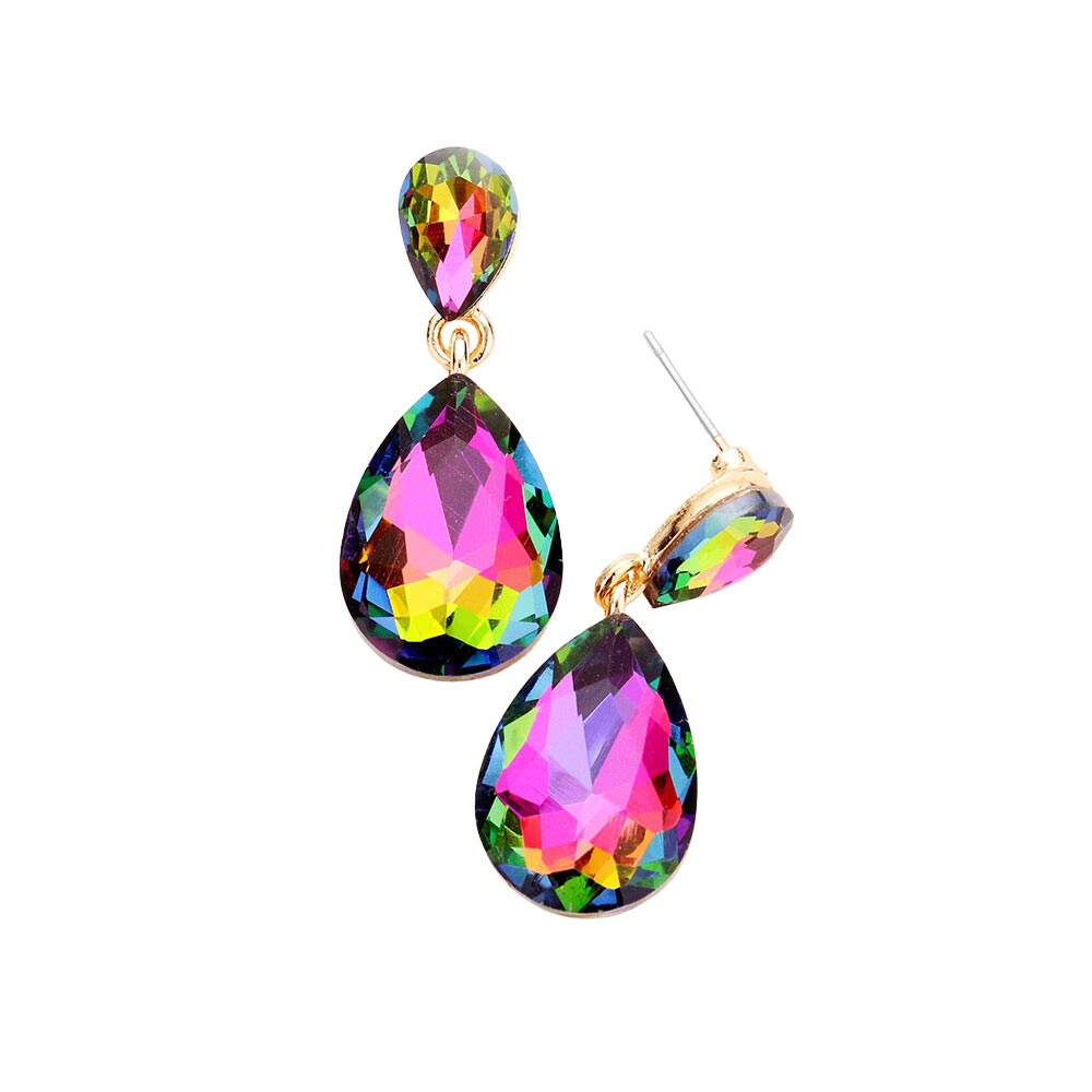 Vitrail Glass Crystal Teardrop Dangle Earrings, these teardrop earrings put on a pop of color to complete your ensemble & make you stand out with any special outfit. The beautifully crafted design adds a gorgeous glow to any outfit on special occasions. Crystal Teardrop sparkling Stones give these stunning earrings an elegant look. Perfectly lightweight, easy to wear & carry throughout the whole day. 