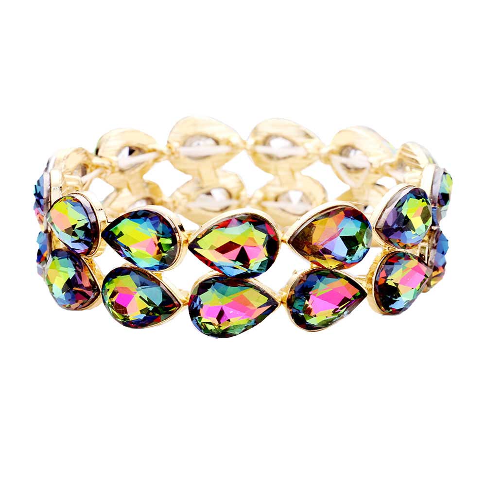 Vitrail Glass Crystal Teardrop Stretch Evening Bracelet. Look like the ultimate fashionista with these Evening Bracelets! Add something special to your outfit! Special It will be your new favorite accessory. Perfect Birthday Gift, Mother's Day Gift, Anniversary Gift, Graduation Gift, Prom Jewelry, Just Because Gift, Thank you Gift.