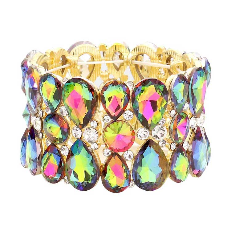 Vitrail Teardrop Crystal Stretch Evening Bracelet, Teardrop have provided a great deal to emulate in the way of shapes, textures, and colors of the jewelry. Get ready with these Stretch Bracelet, put on a pop of color to complete your ensemble. It will make you more eye-catching in ceremony, reception, party, dance and other gorgeous events. Great gift idea for Birthday, Anniversary, Valentines Day or any special occasions.