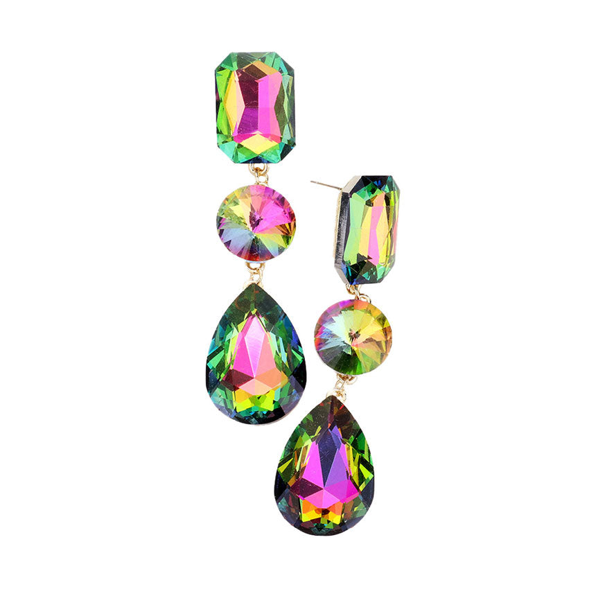 Vitrail Triple Crystal Rhinestone Evening Earrings. Elegance becomes you in these shiny glamorous Rhinestone earrings, the perfect sparkling accessory to add some sophisticated fun to your next social event. Coordinate this evening earrings with any ensemble from business casual wear, the perfect addition to every outfit. Perfect Gift Birthday, Holiday, Christmas, Valentine's Day, Anniversary, Just Because gift.