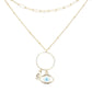 White Open Metal Circle Hamsa Hand Evil Eye Link Pendant Double Layered Necklace, Get ready with these Pendant Double Layered, put on a pop of color to complete your ensemble. Perfect for adding just the right amount of shimmer & shine . Perfect Birthday Gift, Anniversary Gift, Mother's Day Gift, Graduation Gift.