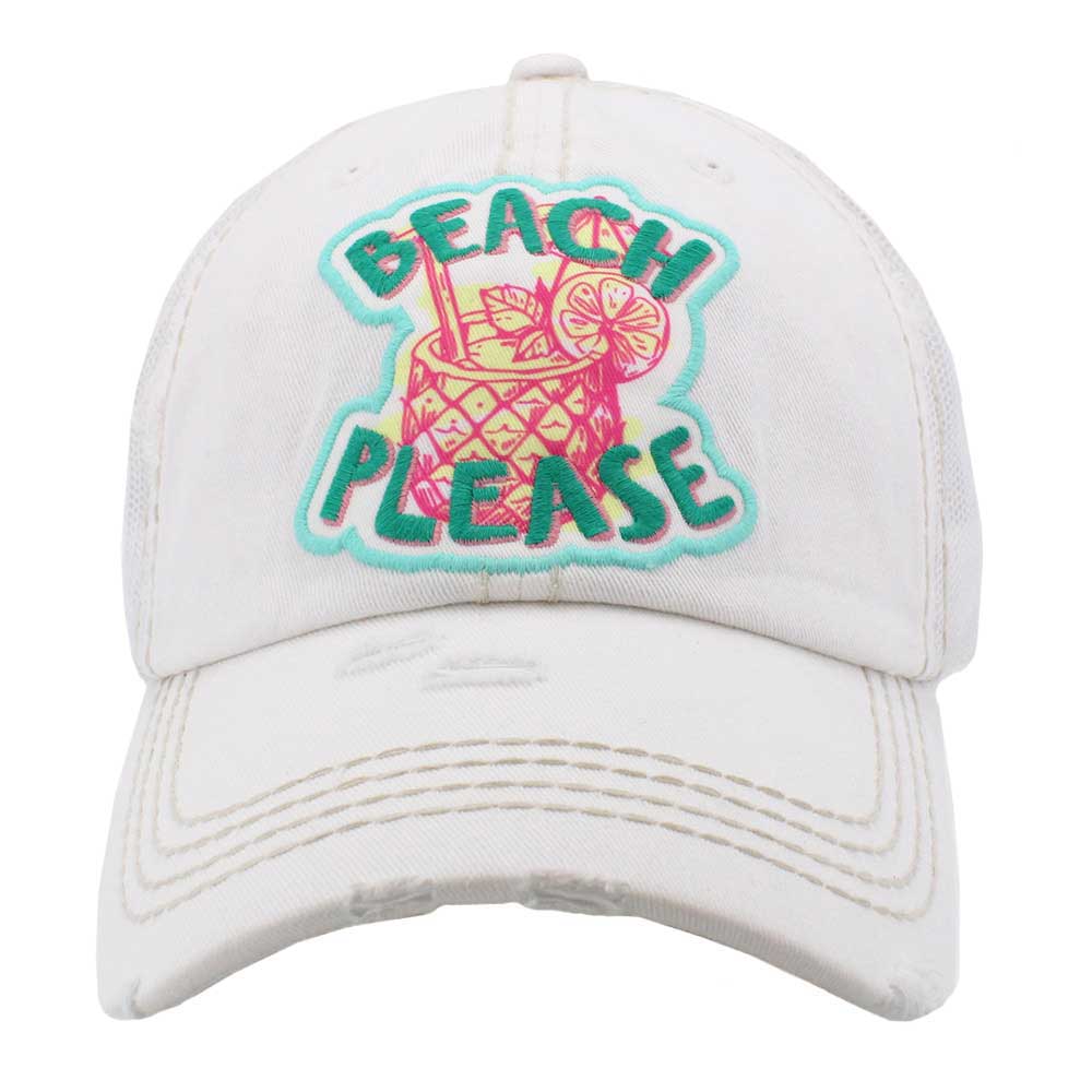 White Beach Please Message Mesh Back Vintage Baseball Cap, it is an adorable baseball cap that has a vintage look, giving it that lovely appearance. Adjustable snapback closure tab with a mesh back and a pre-curved bill. Fun cool vintage cap perfect for those who love the sea. Perfect for walking in the sun or rain. No matter where you go on the beach or summer party it will keep you cool and comfortable.