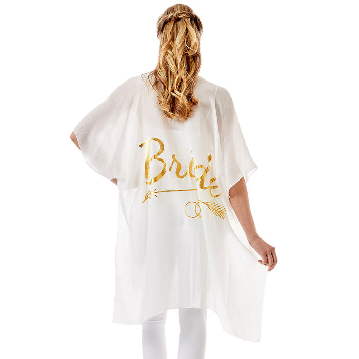 White Bride Solid Lettering Cover Up Poncho, The Bride Cover Up Beach Poolside chic is made easy with this lightweight cover-up featuring tonal line, relaxed silhouette, look perfectly breezy and laid-back as you head to the beach. Also an accessory easy to pair with so many tops! Perfect Gift for Wife, Holiday, Anniversary, Fun Night Out.  