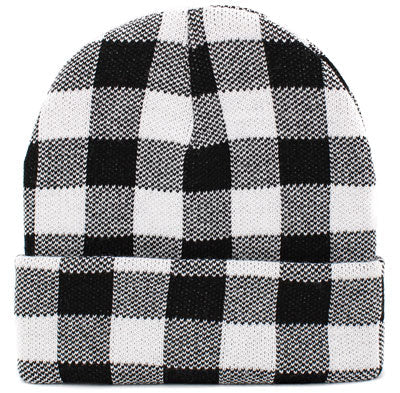 White Buffalo Check Patterned Knit Beanie Hat, Before running out the door into the cool air, you’ll want to reach for these toasty beanie to keep your hands warm. Accessorize the fun way with these beanie, it's the autumnal touch you need to finish your outfit in style. Awesome winter gift accessory!