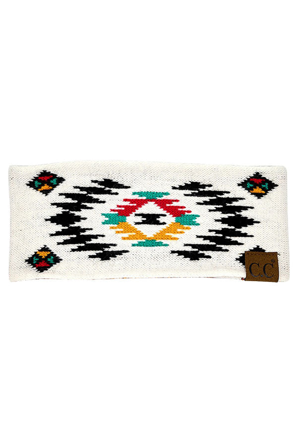 White C.C Soft Aztec Pattern Headwrap, soft ear warmer will shield your ears from cold winter weather ensuring all day comfort, Cuff headwrap creates a cozy, trendy look, both comfy and fashionable with a pop of color. These are so soft and toasty you’ll want to wear them everywhere. Perfect for the cool winter weather warm in the cold climates and comfy cozy fit .Perfect Gift Birthday, Christmas, Stocking Stuffer, Secret Santa, Holiday, Anniversary, Valentine's Day, Loved One.