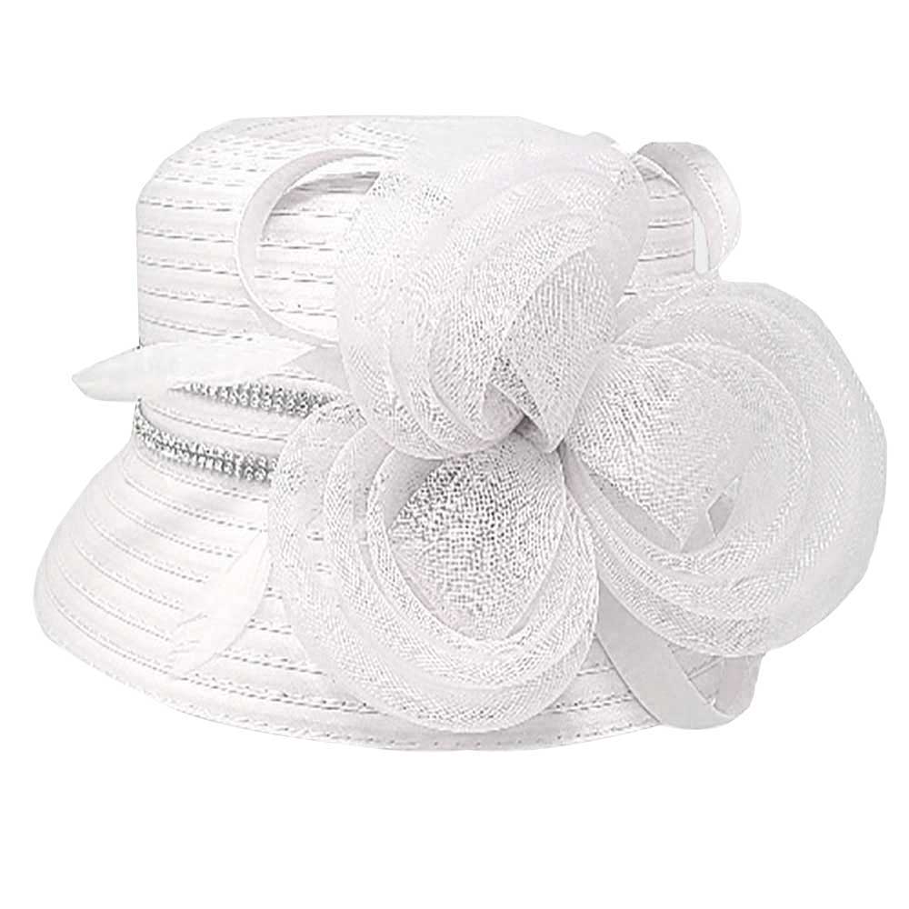 White Embellished Rhinestone Feather Mesh Dressy Hat, Stylish Stunning ladies hat designed with a Feather Mesh Dressy hat, noble, delicate feathers and easy wearing also add glamour and fancy charming. Suitable for photography, costume party, bridal party, wedding, church, cocktail party and tea party ,Wear it to parties, weddings, Performance or any Events any Special Occasion.