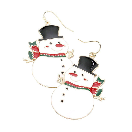 White Enamel Snowman Dangle Earrings, get into the Christmas spirit with these gorgeous handcrafted Christmas Earrings, will dangle on your earlobes & bring a smile to those who look at you. Perfect Gift December Birthday, Christmas, Stocking Stuffers, Secret Santa, BFF, Holiday Spirit