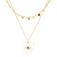 White Evil Eye Centered Enamel Heart Pendant Layered Necklace, Beautifully crafted design adds a gorgeous glow to any outfit. Jewelry that fits your lifestyle! Perfect Birthday Gift, Anniversary Gift, Mother's Day Gift, Anniversary Gift, Graduation Gift, Prom Jewelry, Just Because Gift, Thank you Gift.
