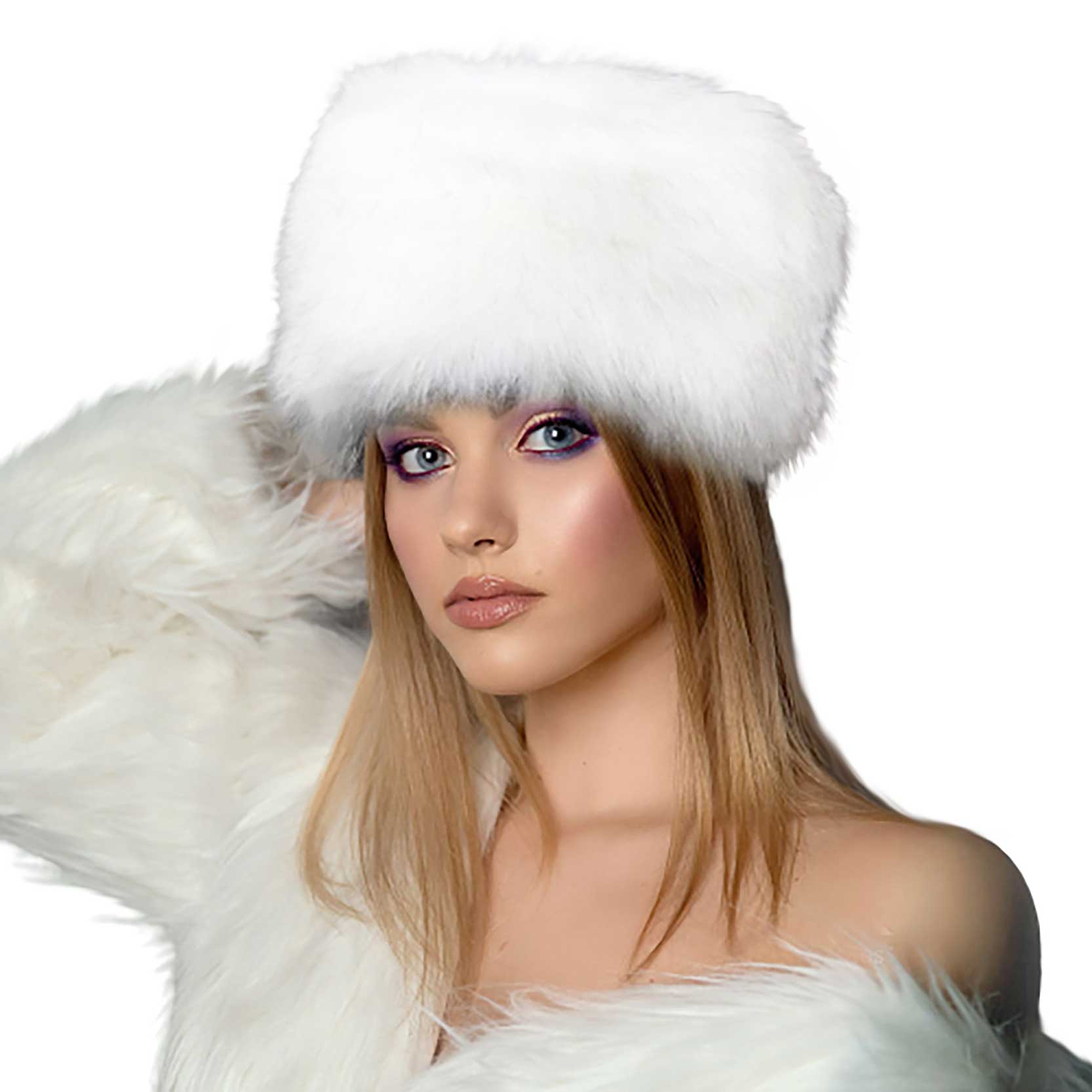 White Faux Fur Bucket Hat, Show your trendy side with this chic Faux Fur Bucket Hat. Have fun and look Stylish anywhere outdoors. Great for covering up when you are having a bad hair day. Perfect for protecting you from the sun, rain, wind, snow, beach, pool, camping, or any outdoor activities. Amps up your outlook with confidence with this trendy bucket hat.