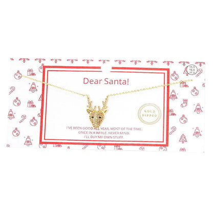 White Gold Dipped CZ Rudolph Pendant Necklace. Beautifully crafted design adds a gorgeous glow to any outfit. Jewelry that fits your lifestyle! Perfect Birthday Gift, Anniversary Gift, Mother's Day Gift, Anniversary Gift, Graduation Gift, Prom Jewelry, Just Because Gift, Thank you Gift.
