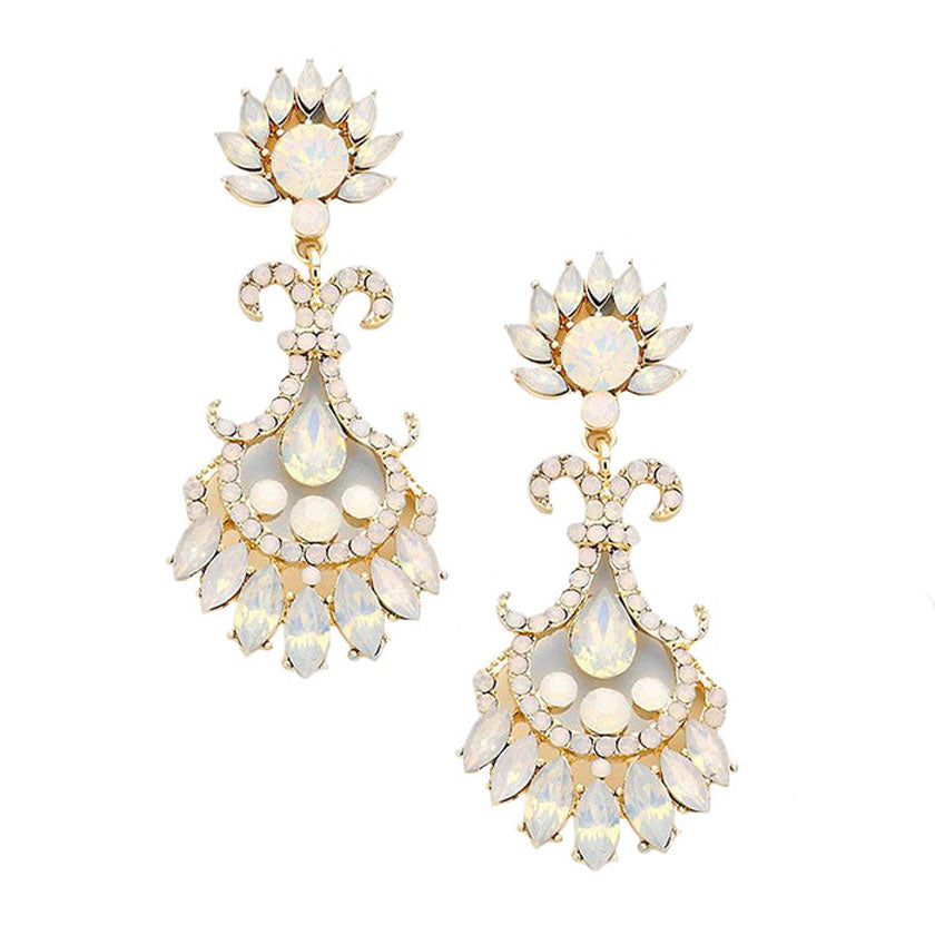 White Gold Glass Crystal Flame Statement Evening Earrings, put on a pop of color to complete your ensemble. Perfect for adding just the right amount of shimmer & shine and a touch of class to special events. Perfect Birthday Gift, Anniversary Gift, Mother's Day Gift, Graduation Gift.