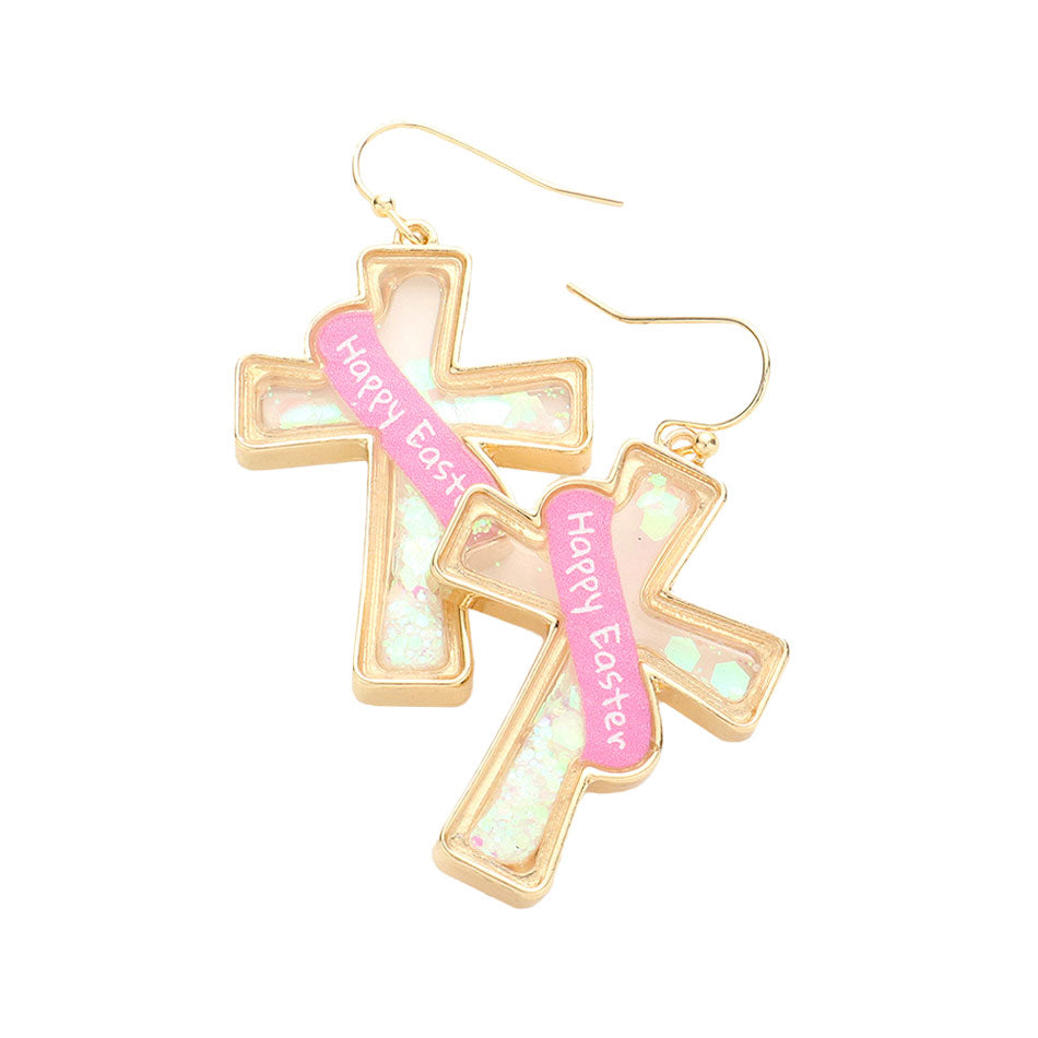 White Happy Easter Message Confetti Cross Dangle Earrings, are the perfect addition to your Easter outfit! Perfect for the festive season. Surprise your loved ones with this Easter Message Confetti Cross Dangle earrings. This a great gift idea for your wife, mom, or your loving one.