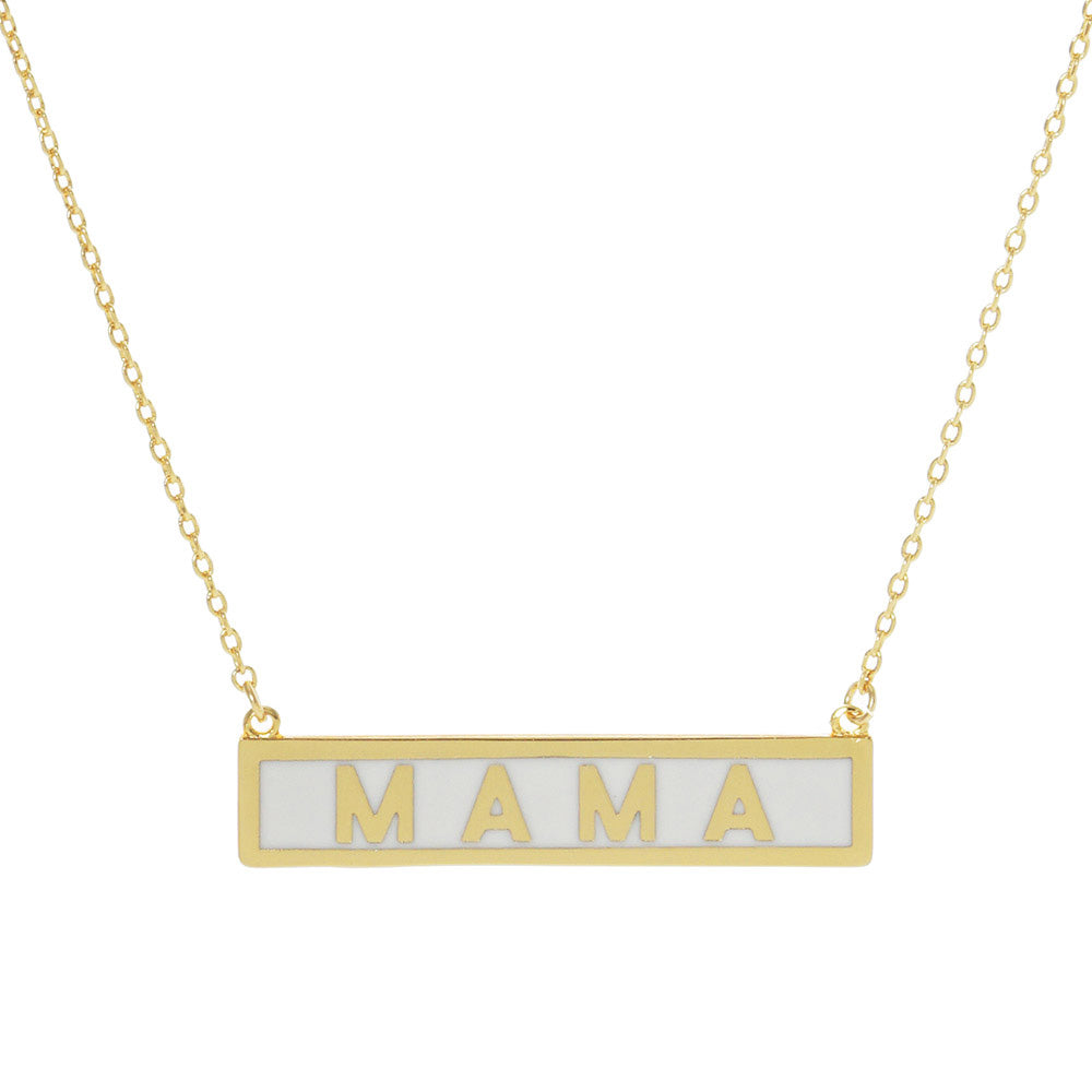 White MAMA Gold Dipped Enamel Rectangle Message Pendant Necklace, these MAMA dipped necklace can light up any outfit, This piece is versatile and goes with practically anything! Make your mother feel special by giving this MAMA Metal Bar pendant necklace as a gift and expressing your love for your mother on this Mother's Day. This Enamel MAMA Pendant Necklace is perfect Mother's Day gift for all the special women in your life, be it mother, wife, sister or daughter.