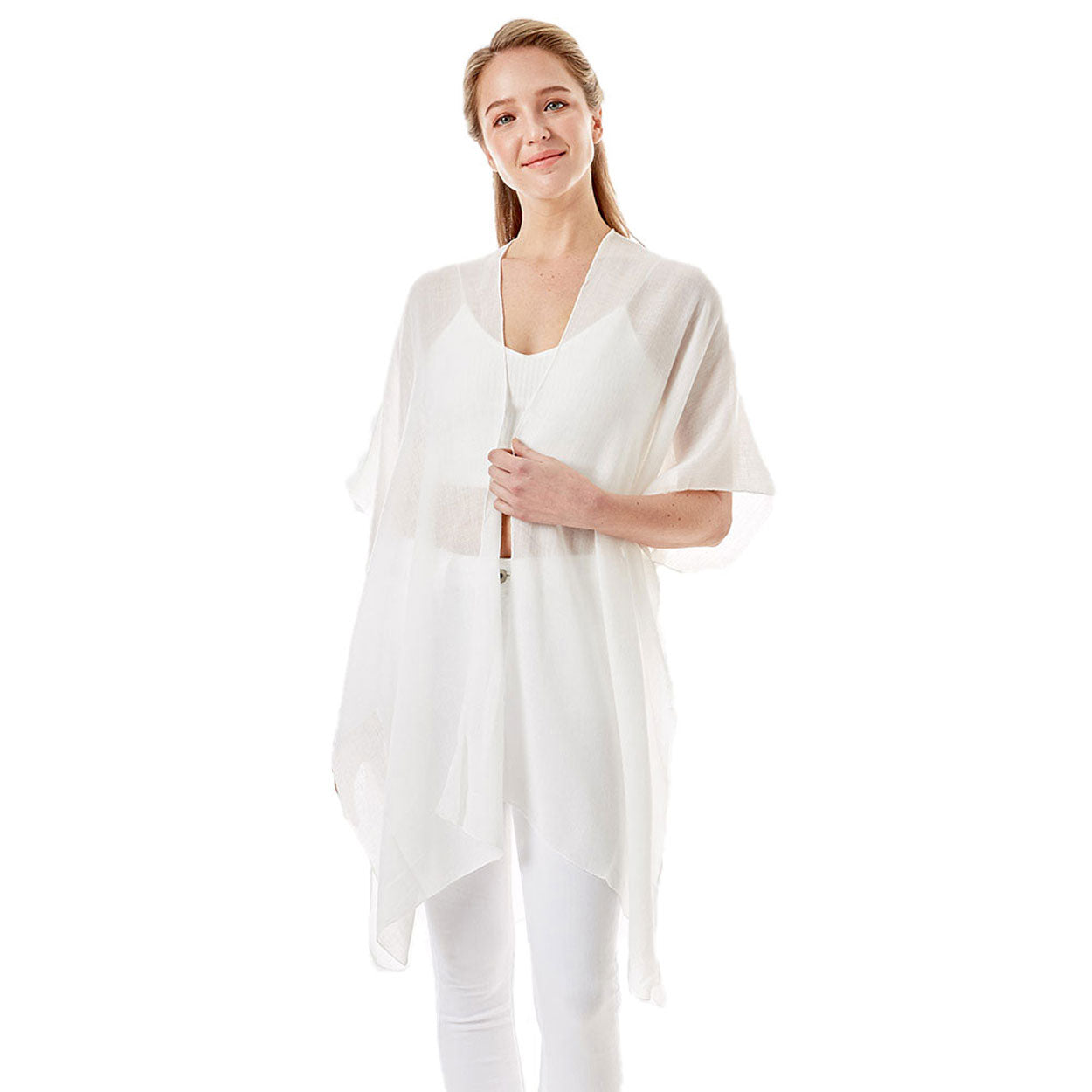 White Maid of Honor Solid Lettering Cover Up Poncho, The lightweight poncho top is made of soft and breathable Viscose material. short sleeve swimsuit cover up with open front design, simple basic style, easy to put on and down. Perfect Gift for Wife, Mom, Birthday, Holiday, Anniversary, Fun Night Out.